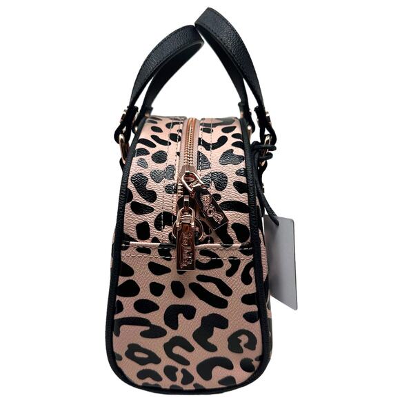 Von Dutch Women's Pink Black Cheetah Small Bowling Crossbody Hand Bag - Picture 4 of 11